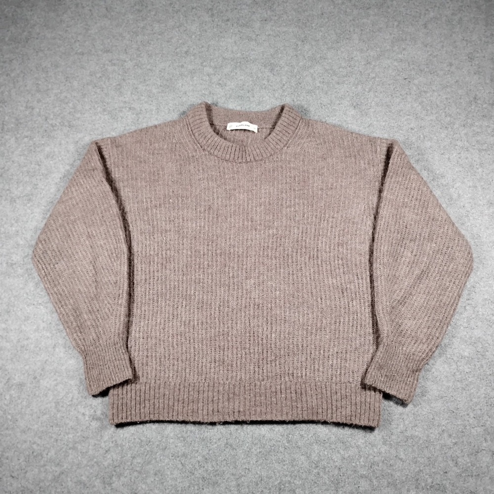 Everlane The Alpaca Crewneck Sweater Womens XS Taupe Brown‎ Fuzzy Knit Pullover
